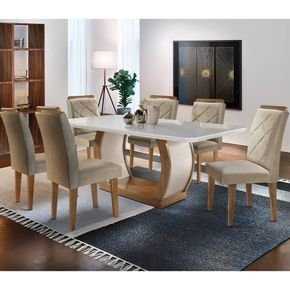 turim 07 sala de jantar rufato mesa jade 180x90cm vidro 6 cadeiras melissa imbuia off