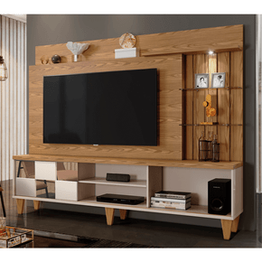 damasco fa estante home mavaular malibu com espelho para tv ate 60 polegadas com led
