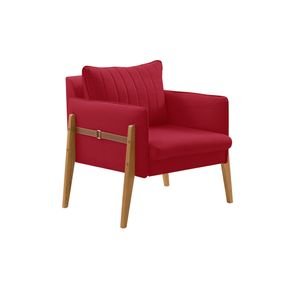 poltrona art deccor orion pes madeira tecido veludo vermelho
