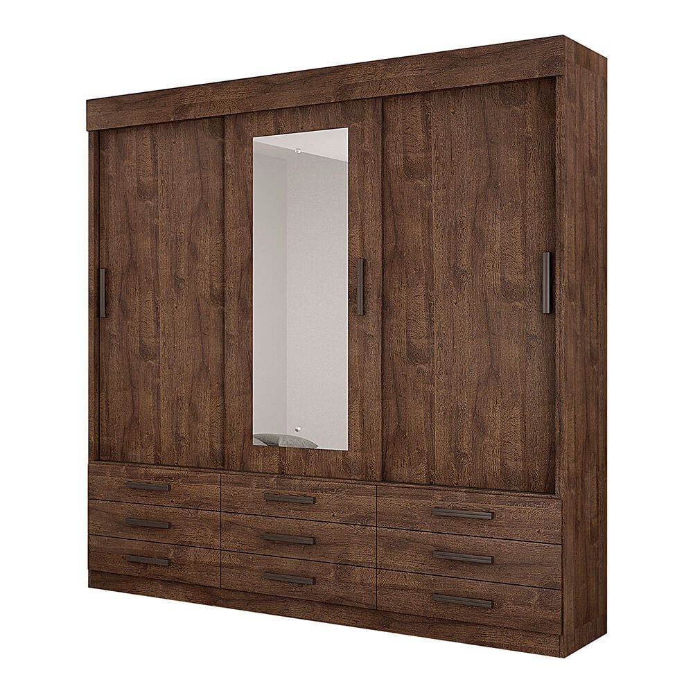canion fi guarda roupa valverde olinda com 3 portas de correr e 6 gavetas