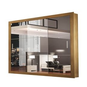 imbuia fi guarda roupa rufato veneza gold 3 portas de correr espelhadas e 4 gavetas