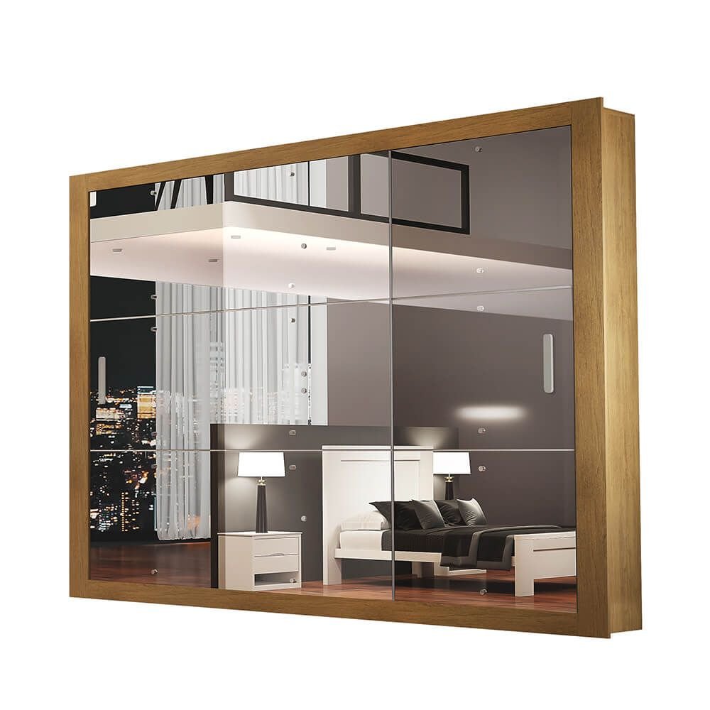 imbuia fi guarda roupa rufato veneza gold 3 portas de correr espelhadas e 4 gavetas