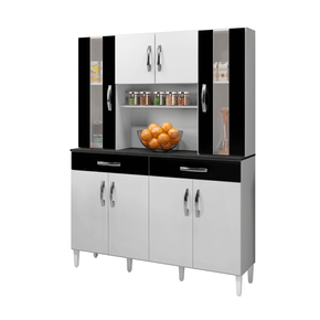 branco preto fi armario de cozinha arte moveis milao com 8 portas 2 gavetas