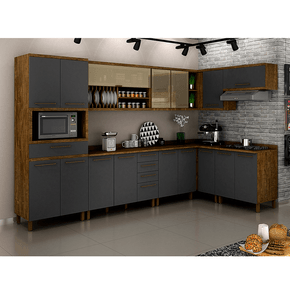 ipe grafite cozinha modulada valdemoveis tarantela 8 pecas com 16 portas 5 gavetas