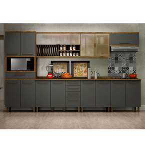 ipe grafite fa cozinha modulada valdemoveis tarantela 7 pecas com 14 portas 5 gavetas