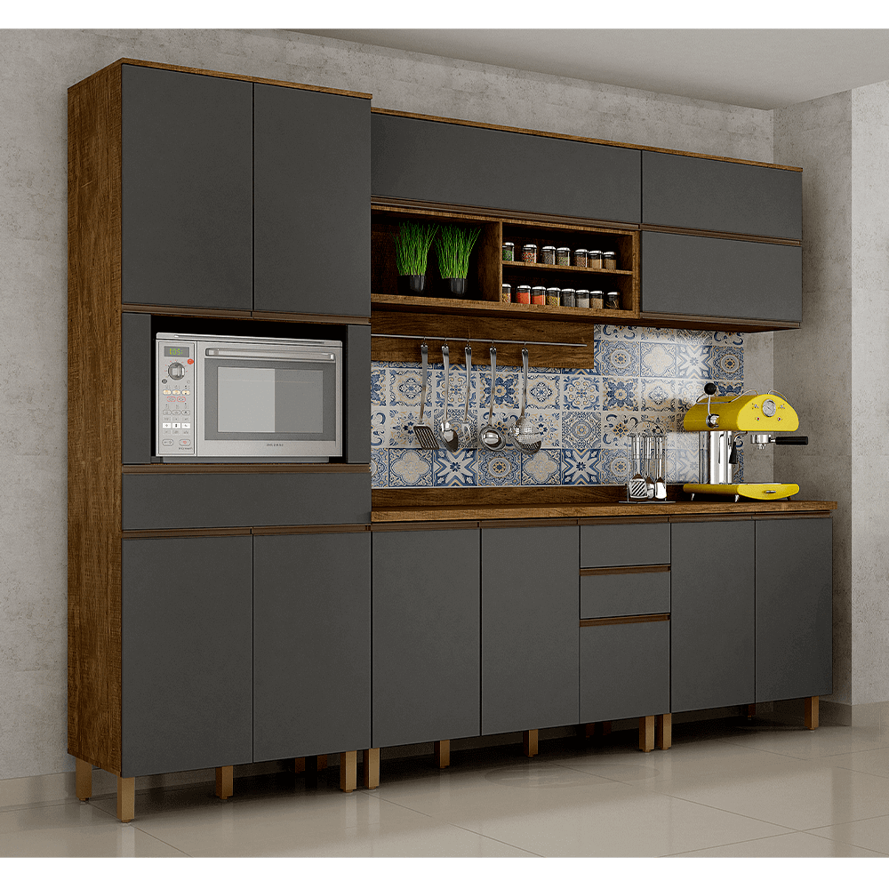 ipe gr cozinha modulada valdemoveis turquesa 5 pecas com 11 portas 4 gavetas
