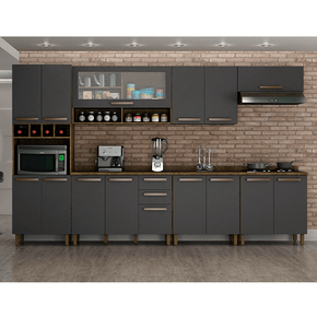 ipe grafite fa cozinha modulada valdemoveis perola 7 pecas com 14 portas 3 gavetas