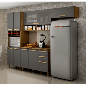 ipe grafite fa cozinha modulada valdemoveis perola 4 pecas com 8 portas 3 gavetas