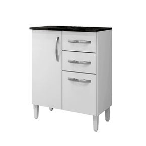 branco fi balcao para cozinha arte moveis delta com 3 portas 2 gavetas