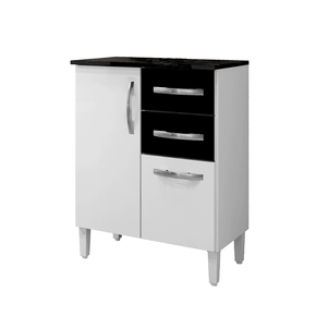 branco preto fi balcao para cozinha arte moveis delta com 3 portas 2 gavetas