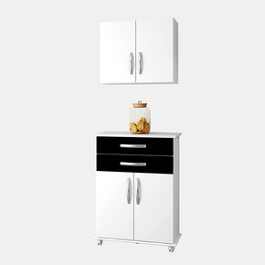 branco preto fi conjunto arte moveis balcao monaco aereo delta com 4 portas 2 gavetas