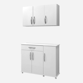branco fi conjunto arte moveis balcao parati aereo life com 6 portas 1 gavetas