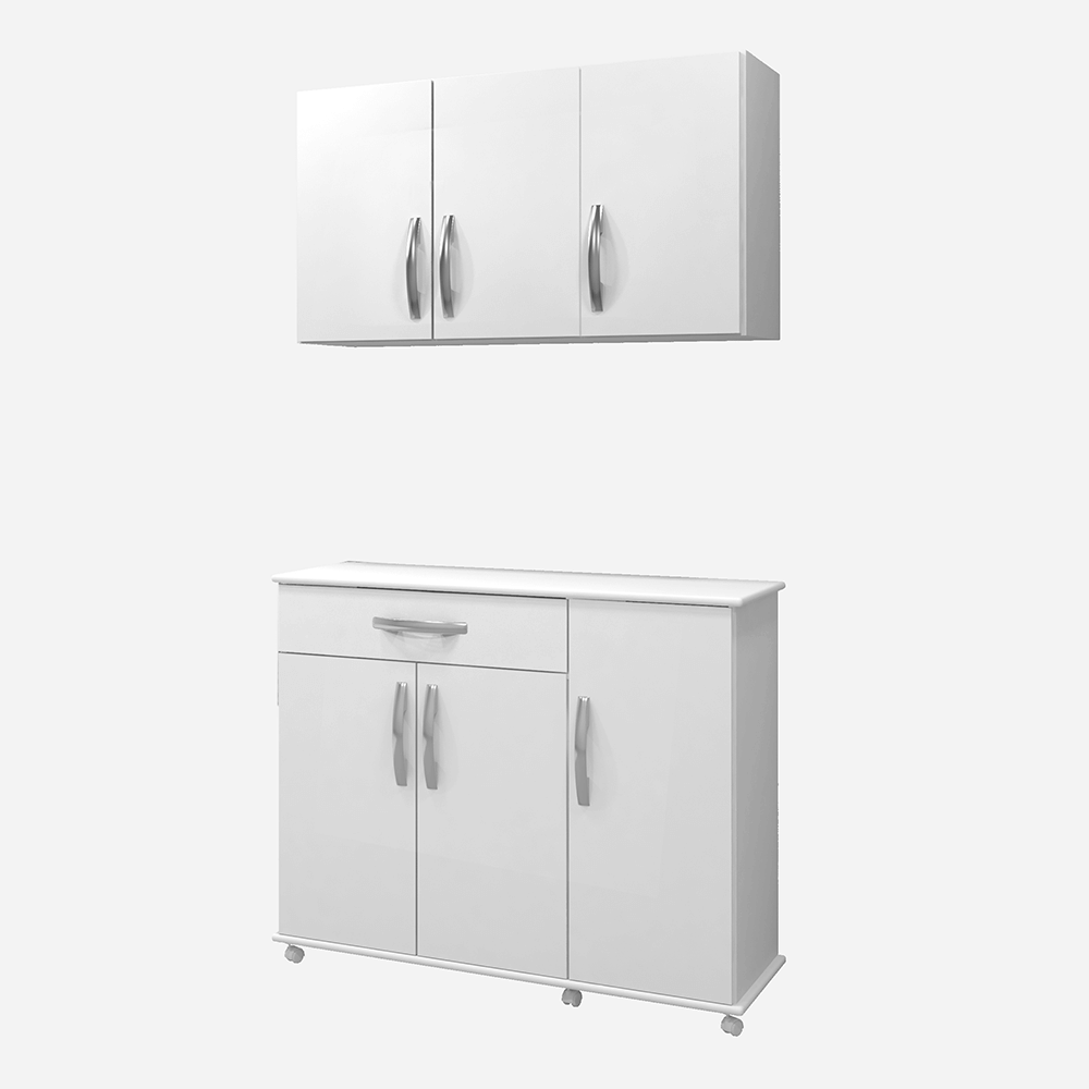 branco fi conjunto arte moveis balcao parati aereo life com 6 portas 1 gavetas