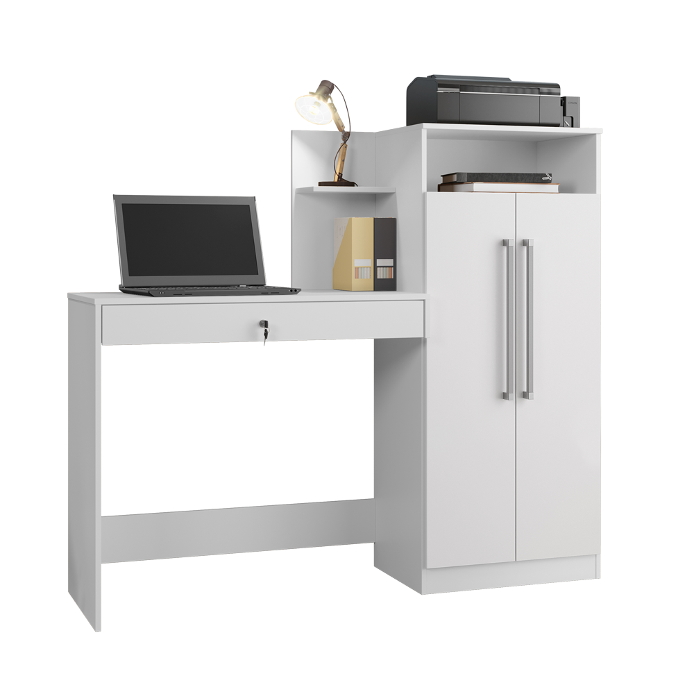 fi escrivaninha jcm ventura 2 portas 1 gaveta com chave branco