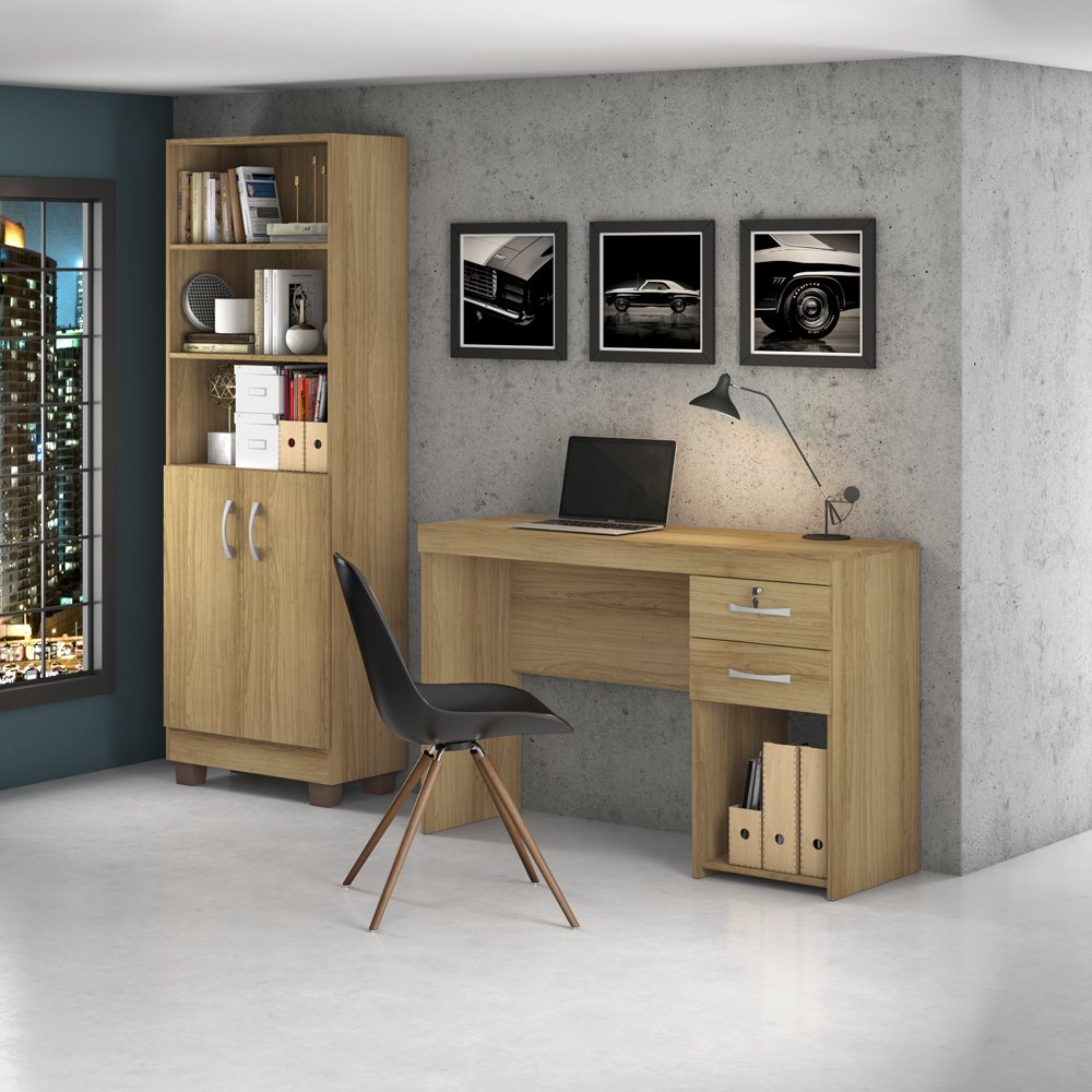 conjunto home office jcm iara 01 mesa e 01 livreiro noronha