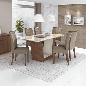 animele bege fa sala de jantar lopas apogeu mesa 170x90cm vidro 6 cadeiras cor imbuia