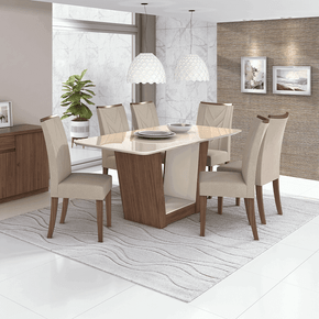 118 sala de jantar lopas mesa apogeu 170x90cm vidro 6 cadeiras atacama cor imbuia