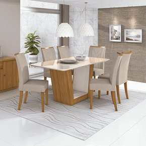 118 sala de jantar lopas mesa apogeu 170x90cm vidro 6 cadeiras atacama cor rovere