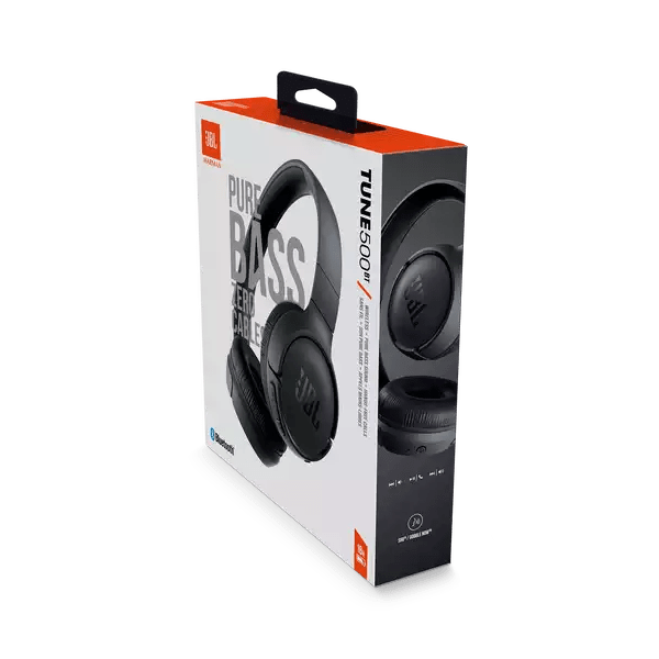 Fone de ouvido JBL Bluetooth Headphone com Microfone JBL Tune 500BT Preto