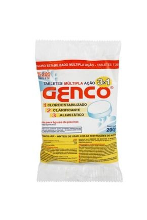 pastilha de cloro multipla acao 3x1 t 200 genco genclor tablete 200g
